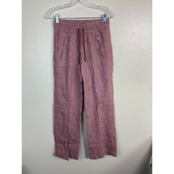 Athleta Womens Cabo Linen Wide leg Pants Size 2 Pink Drawstring Relaxed Fit - Picture 1 of 16